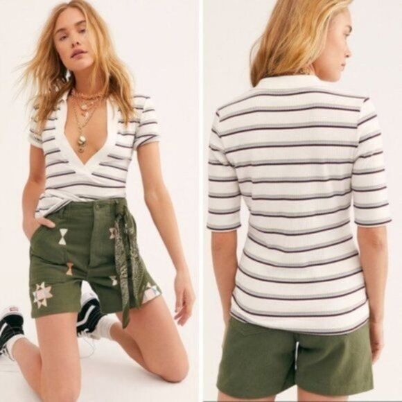 Free People Tops - FREE PEOPLE Donna Striped Tee Size Small